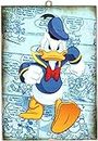 KUSTOM ART Quadro Quadretto Stile Vintage Serie Personaggi Disney Paperino Donald Duck Stampa su Legno 10X15 cm