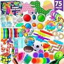 75 pcs Fidget Toys Kids Pack - Pinata Stuffers, Party Favors, Classroom Stress Relief Prizes - Treasure Chest Loot Bag Rewards with Pop its for Autistic ADHD - Autism Bulk Fidgets Box Gifts for Kids