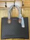 MICHAEL KORS Mercer Logo embossed  Brown Leather Crossbody Handbag with Dustbag