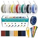 16awg Silicone Electric Wire 7-Color 7x13 ft Super Flexible Cable Flexible Silicon Wire Wiring Kit Easy to Work Heat Resistance Thick Solid Wire Equipped with Tools Such as tin Wire