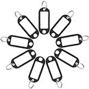 Uniclife 40 Pieces Key Tags 2 Inch Soft Plastic Key Chain Tags with Blank Paper Labels Clear Windows Protective Films and Split Rings Flexible Item Identifiers, Black