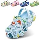 DRECAGE Kids Clogs Boys Girls Lightweight Garden Shoes Dinosaur Mules Slip-on Beach Pool Shower Slippers Summer Sandals for Toddler Children