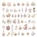 GraceAngie 40pcs Assorted Enamel Charms Pendants for Jewelry Making Assorted 40 Styles Gold-Plated Charms Bulk for DIY Necklace Earrings Bracelet Craft Findings (Pink)