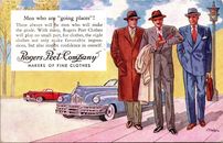 Postal publicitaria Rogers Peet Company fabricantes de ropa fina para hombre Nueva York