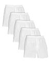 Fruit of the Loom Men's Tag-Free Boxer Shorts (Knit & Woven) Underwear, Woven - 5 Pack White, Medium US