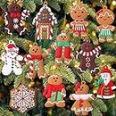 12pcs Christmas Ornaments Cute Snowman Xmas Tree Decorations Santa Claus Plastic Figurines Ornaments with Sugar Cookie House for Christmas Tree Hanging Party Ornaments DIY Decor 3 Inch Tall