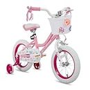 JOYSTAR 16 Inch Kids Bike for 4-7 Years Old Girls,16" Girls Bikes with Training Wheels and Basket, Light Pink…