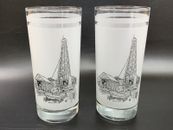 2 commemorative ￼ Glass Texas Sesquicentennial Oil Drilling Rig Odessa Glasses