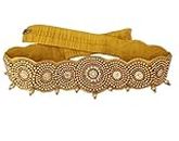 VAMA FASHIONS Traditional Maggam Work Cloth Saree Waist Belt stretchable Sontada Patti Vadanam Kamarpatta kamarband for Women (golden belt for saree)
