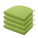 LOVTEX Outdoor Chair Cushions Set of 4, Outdoor Patio Chair Cushions with Ties,Waterproof Chair Cushions for Outdoor Furniture, 17 x 16 x 2 inch, Green