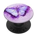 PopSockets Cell Phone Button Pop Out Holder Purple Butterfly Design PopSockets PopGrip: Swappable Grip for Phones & Tablets