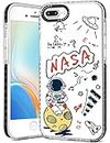 Toycamp for iPhone 8 Plus/7 Plus/6S Plus/6 Plus Case, Astronaut Space Cartoon Print Design for Men Boys Girls Teens Cool NASA Cosmonaut Clear Case, (5.5 Inch)