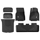 3W Compitable with Right Hand Drive Tesla Model Y TPE All Weather Custom Fit Full set 6PCS car mats Floor+Front Trunk Mat+Rear Storage Mat+Rear Trunk Mat UKCA quality certification Waterproof