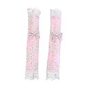 NUOBESTY 2PCS Lace Refrigerator Door Handle Covers Kitchen Appliance Handle Anti-Slip Wrap Protective Handle Gloves (Long, Pink)