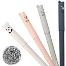 Vanyibro Erasable Gel Ink Pens 4 Pack,Cute Cartoon Animal Stationery Set, 0.35mm Black Ink, Ideal for Kids and Adults in Sketching, Drawing, School, and Office