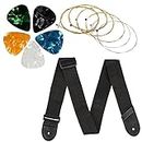 IMAGINEA® Acoustic Guitar String with Replacement Adjustable Guitar Strap & 5 Picks, Full Set of Guitar Accessories for Electric/Acoustic Guitar/Bass