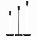 SUJUN Matte Black Candle Holders Set of 3 for Taper Candles, Decorative Candlestick Holder for Wedding, Dinning, Party, Fits 3/4 inch Thick Candle&Led Candles (Metal Candle Stand)