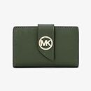 Michael Kors MD Tab ZA Wallet, Bag Women, Amazon Green, Taille Unique
