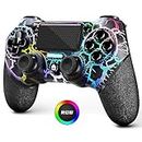 AceGamer Light-up Wireless Controller for PS4,Black Crack Custom Design with RGB Light,1000mah Battery, 3.5mm Audio Jack and Turbo Function,Compatible with PS4/Slim/Pro and Windows PC