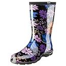 Sloggers Waterproof Floral Rain Boots for Women - Cute Mid-Calf Mud & Muck Boots with Premium Comfort Support Insole, (Flower Power), (Size 11)