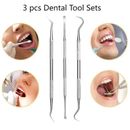 3 pz kit di pulizia strumenti dentali in acciaio inox