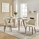 HULALA HOME Dining Chairs Set of 4, Modern Upholstered Dining Room Chairs with Solid Wood Legs, Armless Side Chairs for Living Room Kitchen Restaurant Guests, Curved Backrest, Ivory