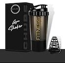 Chubs Golden Edition Fitness Series Gym Shaker with Mixer (700 ml) - Black, Polypropylene, Pack of 1
