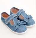 Baby Girls Bow Shoes Toddler Blue Denim Canvas Summer Plimsols Pumps Mothercare