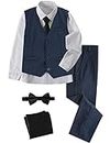 A&J DESIGN Boys Suit, Wedding Ring Bearer Outfit Easter Formal Dresswear Set, Navy Blue, 6 Years