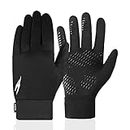 WESTWOOD FOX Winter Thermal Gloves Windproof Running Gloves Touch Screen Warm Anti Slip Silicone Cycling Gloves for Men Women, Elastic Cuff for Driving, Ski Running Football Sports (Black, L)