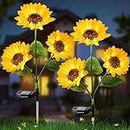 Homehop Abs Solar Light Outdoor 30 Led 3 Sunflowers In One Plant For Garden,Outdoor, Home, Pathway, Balcony, Landscape, Automatic On/Off Decorative Lamp (Pack Of 1)