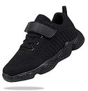 Shoful Boys Trainers Kids School Shoes Tennis Shoes for Girls Lightweight Running Sneakers Breathable Athletic Shoes All Black 13 UK Child