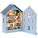 Roroom DIY Miniature and Furniture Dollhouse Kit,Mini 3D Wooden Doll House Craft Model with LED,Creative Room Idea for Valentine's Day Birthday Gift(Molan House)