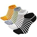 Womens Toe Socks Ladies Cotton Five Finger Running Socks Mini Crew Sport Socks, Women s shoe size UK 4-9, Stripe 1-4 Pairs