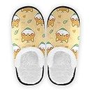 Boccsty Corgi Dog Spa Slippers Green Leaves House Slippers Memory Foam Slippers Indoor Outdoor Non-Slip Home Shoes M for Men Woman, Corgi Dog, 5-8
