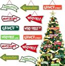 Christmas Tree Decorations, 16Pcs Grinch Christmas Ornament Paper Cards Hanging