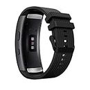 MoKo Band Compatible with Samsung Gear Fit2 Pro SM-R365/Gear Fit2 SM-R360, Soft Silicone Adjustable Striated Watch Strap fits 5.7"-7.48" Wrist, Black