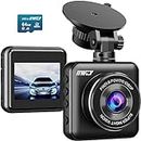 IIWEY Dash Cam Front 1080P Mini Size with 64GB SD Card, 2 Inch LCD Screen Small Car Dash Camera WDR Night Vision, 170° Wide Angle, G-sensor, Motion Detection, Parking Monitor
