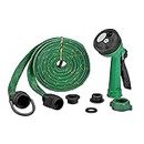 WSx 10 Meter Water Pipe - Lightweight, Durable & Flexible Hose Pipe with Tap Adapter and 3 Clamps for Watering Home Garden, Car Washing, Floor Cleaning & Pet Bathing(Green, 10Mtr)