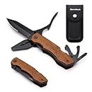 DURATECH 9-in-1 Multitool with Safety Locking, Wood Handle Pocket Multi Tool with Pliers Knife Bottle Opener Screwdriver Saw for Outdoor, Survival, Camping Hunting, Fishing and Hiking