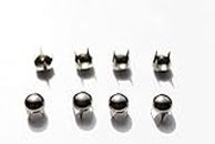 Trimming Shop 100 Pieces Silver 6mm Round Nail Head Studs - Hand Pressed Metal Rivets - Suitable for Leather Crafting, Decorating Clothes, Jackets, Belts, Footwear, and Bags