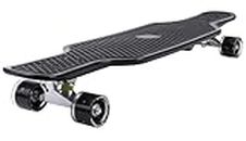 STRAUSS Fibreglass Cruiser Skateboard|Penny Skateboard|Casterboard|Hoverboard|Anti-Skid Board with High Precision Bearings|Wheels with Light|Ideal for All Skill Level (31 X 8 Inch), (Black)