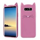 Case Creation Samsung note8 cat Covers,Cute 3D Mustache cat Squishy Soft Silicone Mobile Phone Back Cases for Samsung Galaxy Note 8 -Pink - Pink