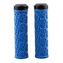 2 Pcs Bike Handlebar Grips Skull Pattern Bicycle Grips Soft Rubber Lock-on Handle Grips for Bicycle Mountain BMX (Blue)