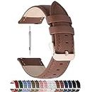 Fullmosa Quick Release Leather Watch Band 18mm Compatible with Garmin Vivoactive 4/4S/Vivomove 3S/Active S/Venu 2S/Move 3S, Huawei Watch 1st,Fossil Gen 4/3 Q Venture,Seiko 5 Watch Strap 18mm Brown, Rose Gold Buckle