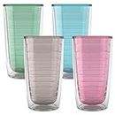 Tervis Clear & Colorful Tabletop - Bayou View Collection Made in USA Double Walled Insulated Tumbler Travel Cup Keeps Drinks Cold & Hot, 16oz - 4pk, Assorted Pastels