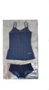 Cotton Navy Blue Lace Sleep Camisole And Knickers Lounge Top Lingerie Cami Set 