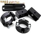 JiiinMiiin Leveling Lift Kits for 2005-2024 Tacoma 2WD 4WD, 3'' Front Struct Spacers + 2'' Rear Leveling Lift Blocks Kit with Extended Square U-Bolts for Tacoma, Black