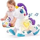 hahaland Unicorn Toys for 1 Year Old Girl, Montessori Toys for 1 Year Old Girl Musical Light up Kid Girl Interactive Travel Toys Baby Toys 12-18 Months 1+ Year Old Girl Birthday Gifts