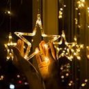 Fagele Star Curtain Lights 12 Stars 138 LED Curtain String Lights Plug-in with 8 Lighting Modes Christmas Curtains Ramadan Decoration, Indoor and Outdoor Wedding Garden Decoration (Warm White).